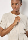 Linen Mix Utility Mini Dress, Cream, large