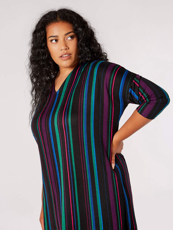Curve Soft Touch Stripe Top, Black, large