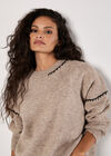 Oversized Stitch Detail Chunky Knit Jumper, Stone, large