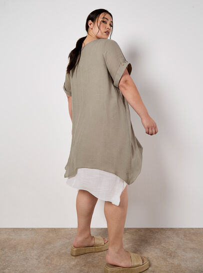 Slub Shimmer Tunic Mini Dress
