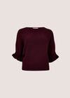 Soft Knit Batwing Top, Burgundy, large