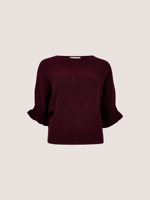 Soft Knit Batwing Top, Burgundy, large