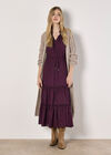 Mosaic Print Chiffon Maxi Dress, Burgundy, large