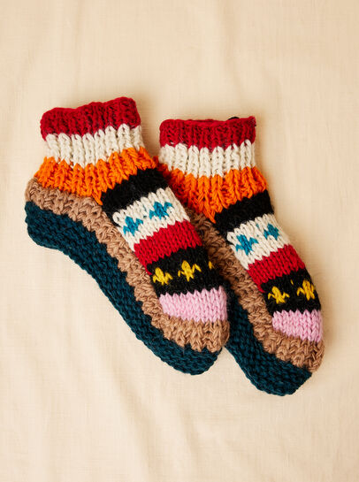 Hand Knit Multicolour Stripe Socks
