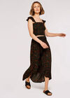 Ditsy Shirred Maxi Skirt, Black, large