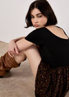 Leopard Print Jersey Mini Dress, Brown, large