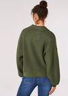 Collared Oversized Ribbed Jumper, Green, large
