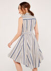 Engineered Stripe Dress, Navy, large