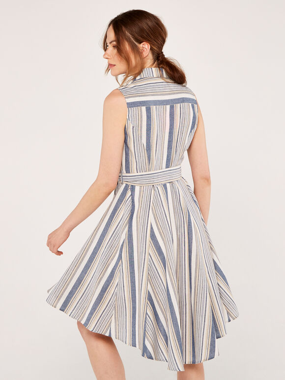 Engineered Stripe Dress, Navy, large