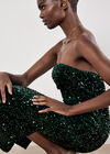 Sequin Bandeau Velvet Bodycon Midi Dress, Green, large