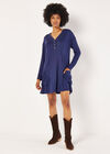 Soft Touch Rib Knit Mini Dress, Navy, large
