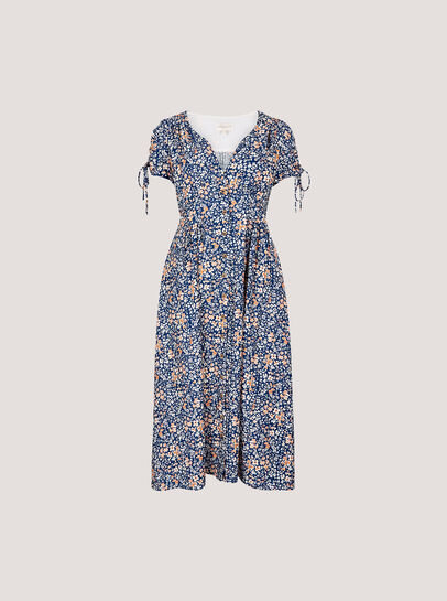 Ditsy Floral Button-Down Midi Dress