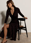 Abstract Print Wrap Maxi Dress, Burgundy, large