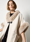 Faux Fur Trim Cape, Cream, large