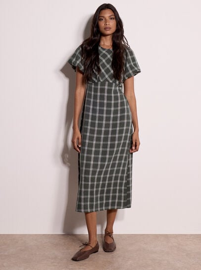 Check Print Midaxi Dress