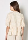 Eyelash Embroidery Linen Blend Blouse, Stone, large