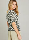 Crochet Short Sleeve Top, Khaki, large