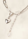 Silver Tone Heart Pendant Necklace, Grey, large