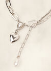 Silver Tone Heart Pendant Necklace, Grey, large