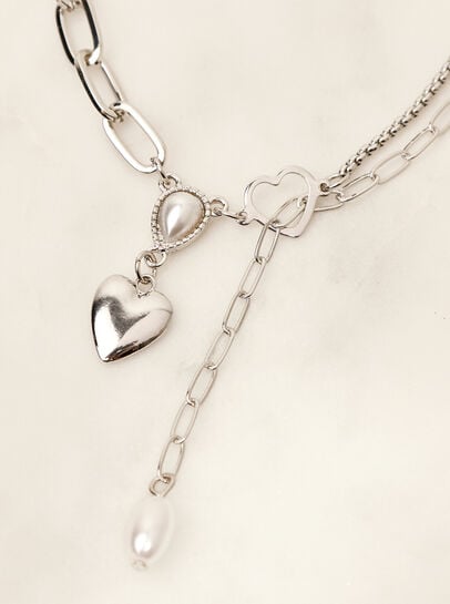 Silver Tone Heart Pendant Necklace