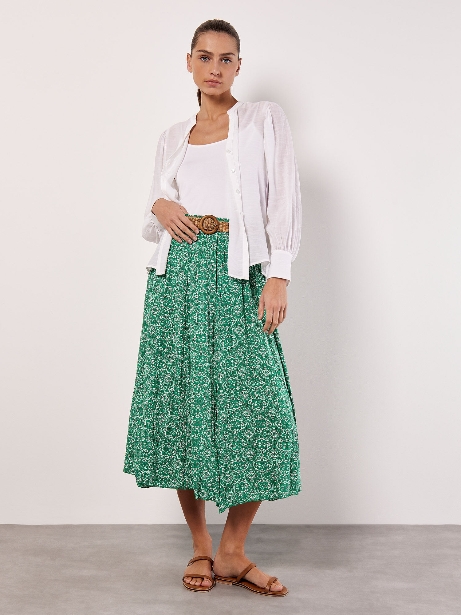 Belted sales midi skirt