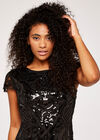 Embellished Mesh Mini  Dress, Black, large