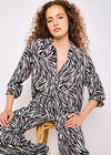 Zebra Print High-Low Shirt, Stone, large
