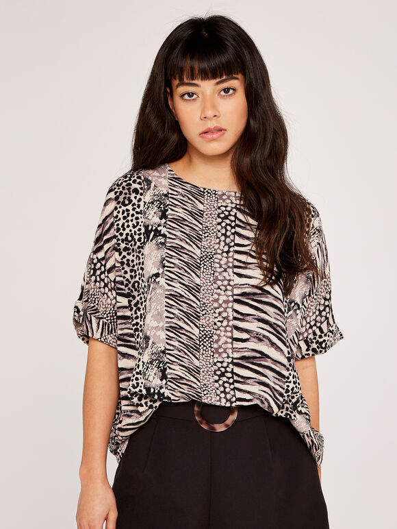 Animal Mix & Match Top, Grey, large