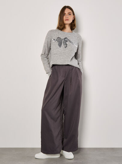 Sequin Embellished Bow Jumper