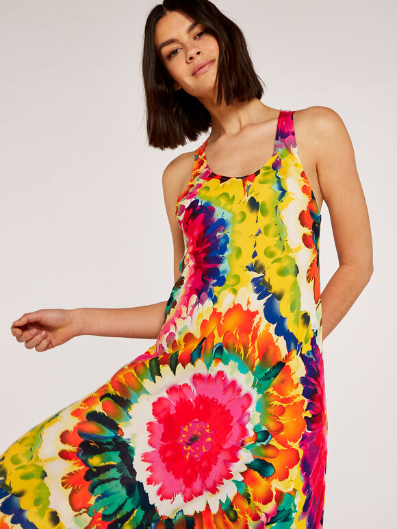 Tie Dye Circle Feathers Dress, Assorted, large