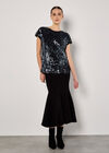 Sequin Embellished T-Shirt, Dark Grey - Charcoal, large
