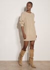 Cable Knit Jumper Mini Dress, Stone, large
