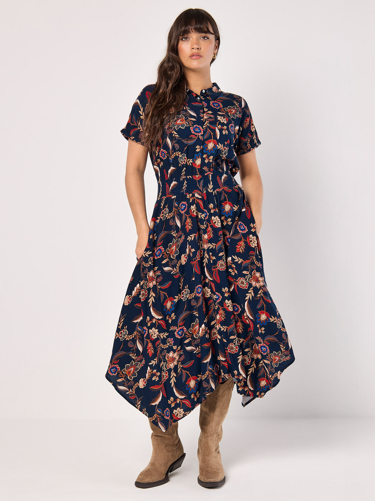 Floral shirt midi dress online