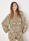 Ikat Print Oversized Blouse, Khaki, large