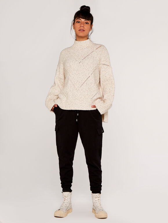 Knitted Cargo Jogger, Black, large