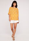Giraffe Print Button Detail Top, Mustard, large