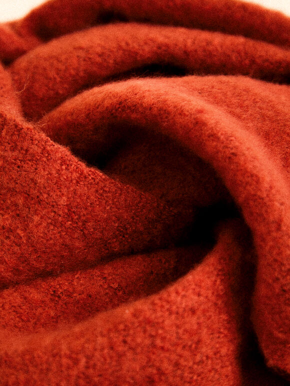 Boucle Knit Soft Scarf, Red, large