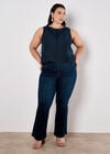 Cotton Lace Bow Top, Navy, large