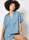 Lightweight Denim Blouse, Blue, large