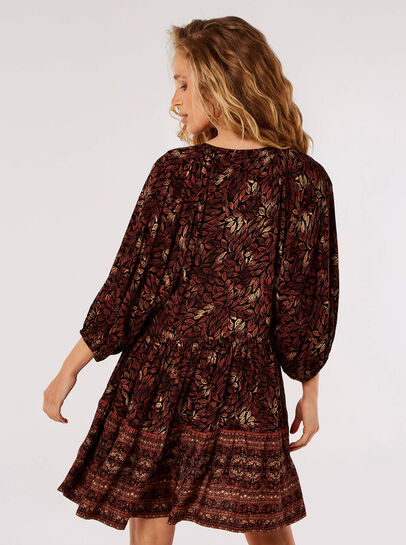 Block Print Leaf Mini Dress