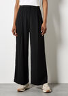 Wide Leg Crepe Trousers, Black, large