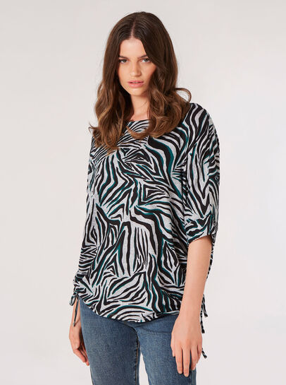 Zebra Print Ruched Side Top
