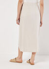 Linen Blend Wrap Midi Skirt, Cream, large