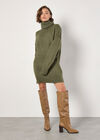 Exposed Seam Jumper Mini Dress, Khaki, large
