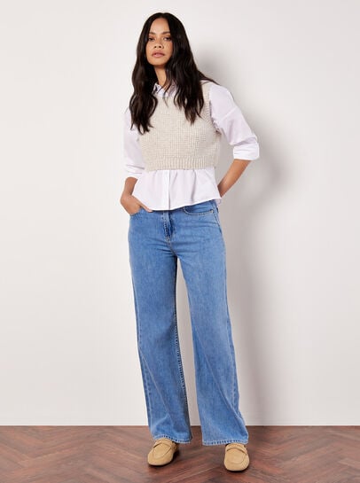 Cropped Waffle Knitted Vest Top