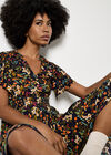 Botanical Floral Mini Dress, Navy, large