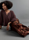 Floral Embroidered Wide-Leg Jeans, Orange, large