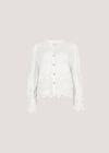 Embroidered Daisies Lace Hem Top, White, large