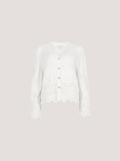 Embroidered Daisies Crochet Lace Top