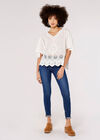 Embroidered Cotton Top, White, large